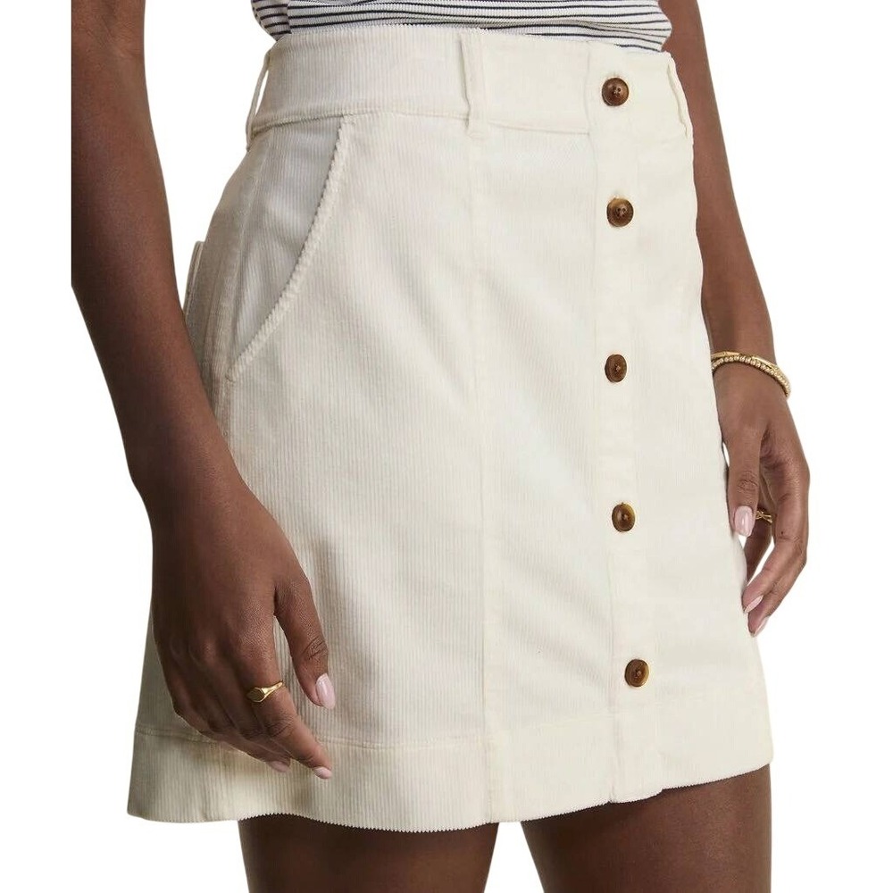 J. Crew Ribbed Corduroy Mini Skirt Ivory Cream Off-White size 10